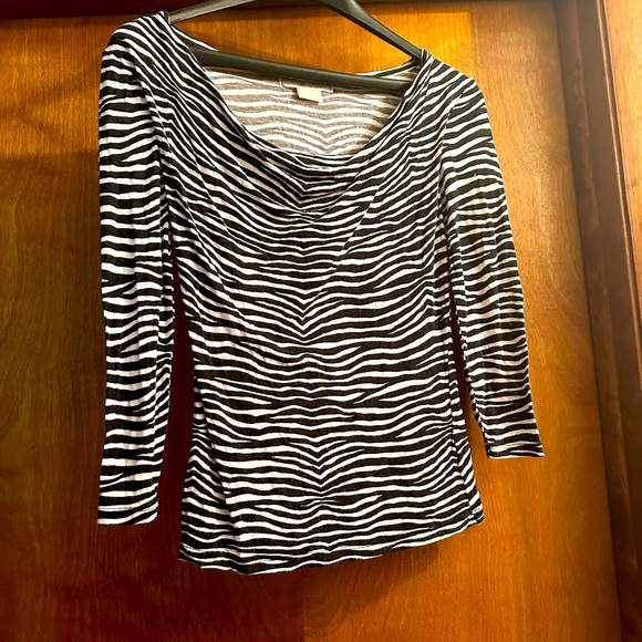 Michael By Micheal Kors Zebra Cowl Neck Draped Blouse-P - Picture 1 of 4